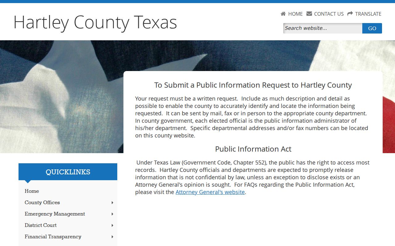 Hartley County court docket written public information instructions